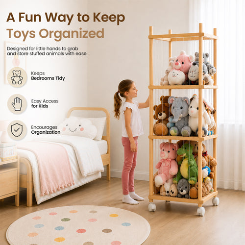 Stuffed Animal Storage, 54" Toy Organizer Tower - Anti-Tip Design