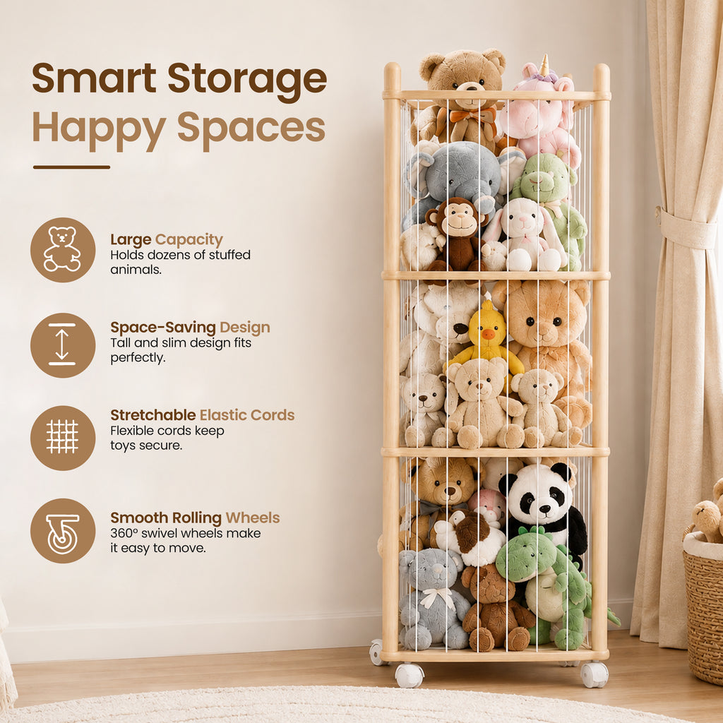Stuffed Animal Storage, 54" Toy Organizer Tower - Anti-Tip Design
