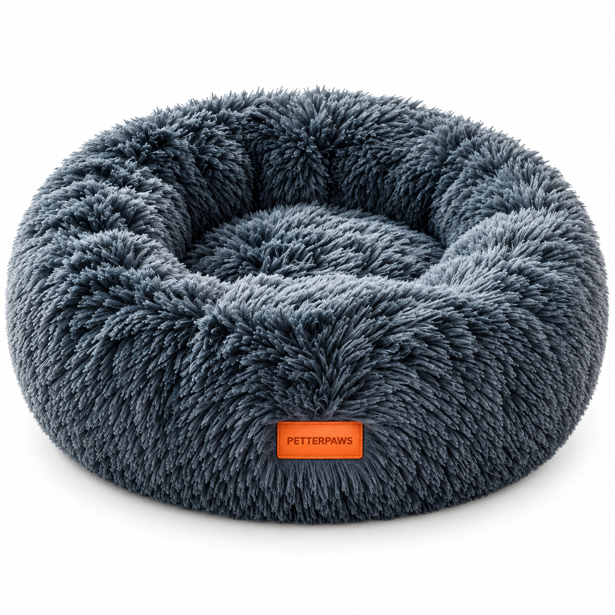 PETTERPAWS Donut Pet Bed, Medium, 30 x 30 x 9 Inch, Dark Gray